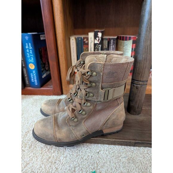 Sorel Major Carly Ankle Boot Side Zip Lace Up Women 7.5 Nutmeg/Flax NL2157-260 - Picture 4 of 6